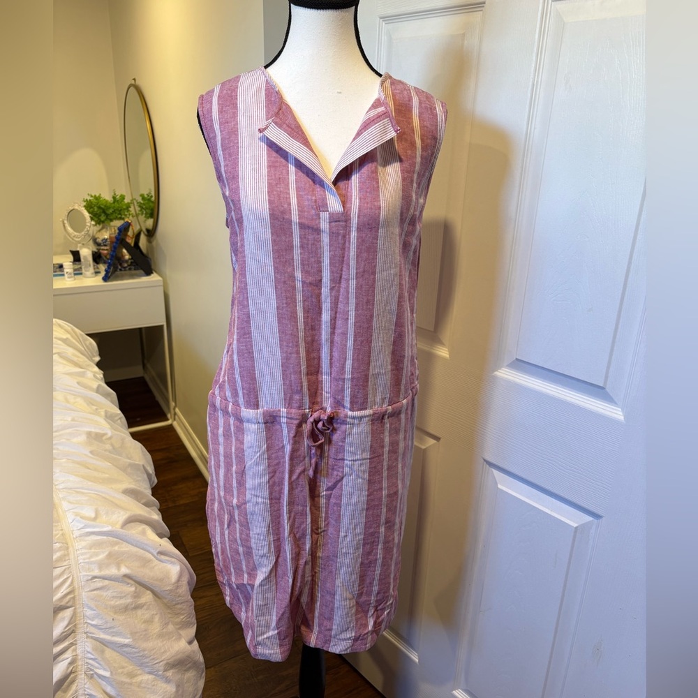 🌷Roots Striped Sleeveless Linen Blend Dress | Size M 3/$30